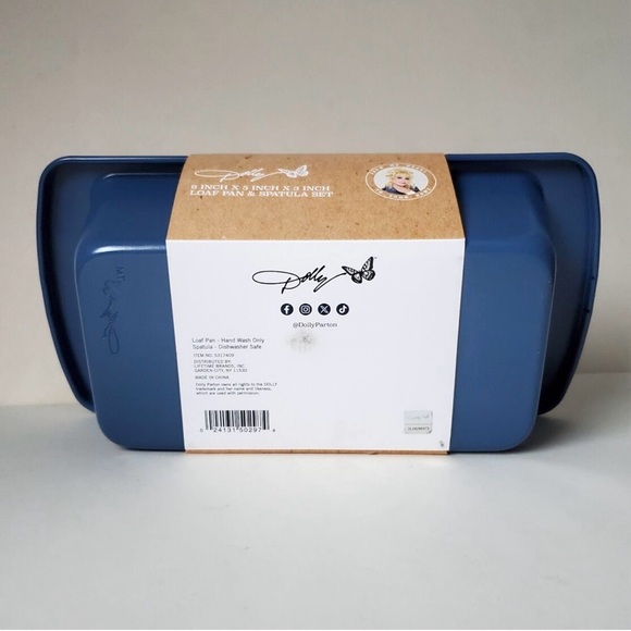 NWT Dolly Parton 9 x 5 x 3 Loaf Pan Spatula Set Blue “Spread Your Wings” - Picture 4 of 4